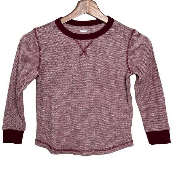 Old Navy Boys Size XS 5 Burgundy Waffle Long Sleeve Top Shirt Crewneck Casual - Picture 1 of 10